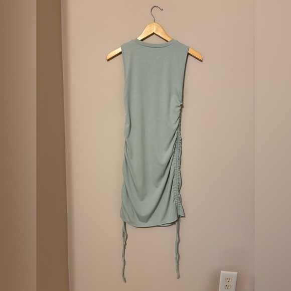 Amazon Women's Sage Green Sleeveless Ruched Bodycon Mini Dress Size S - Picture 4 of 4